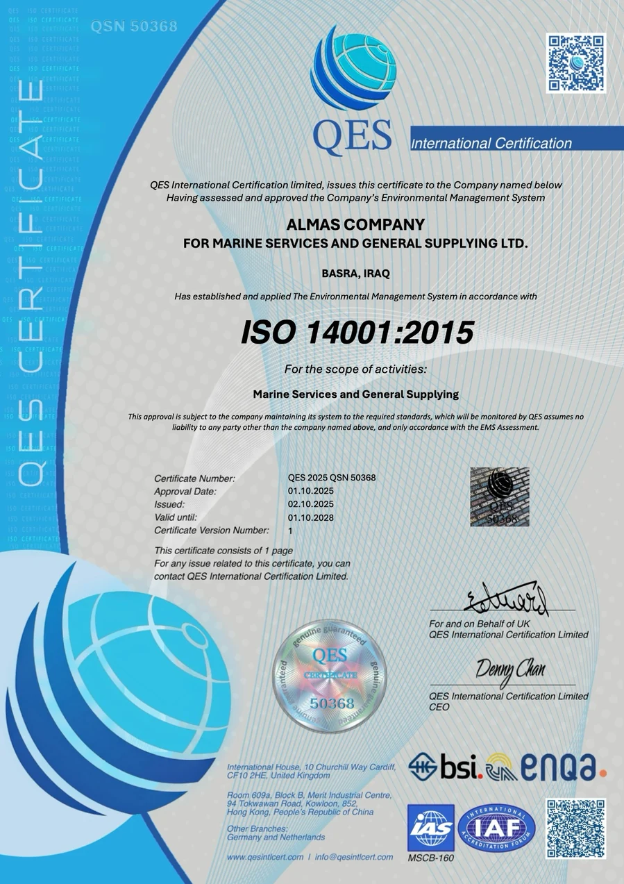 ISO 14001:2015 certificate
